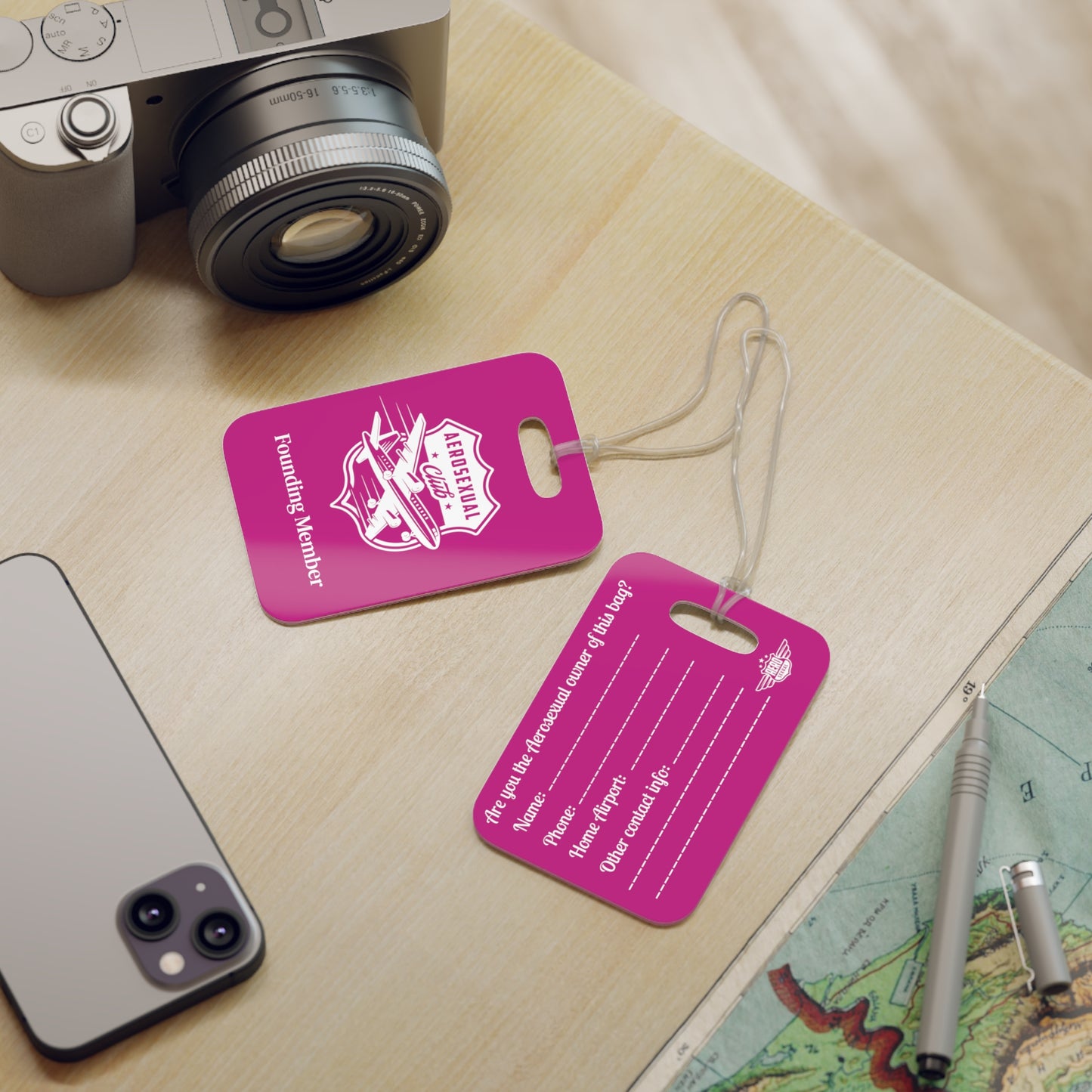 Aerosexual Club Founding Member Luggage Tag Bright Pink (Limited Edition)