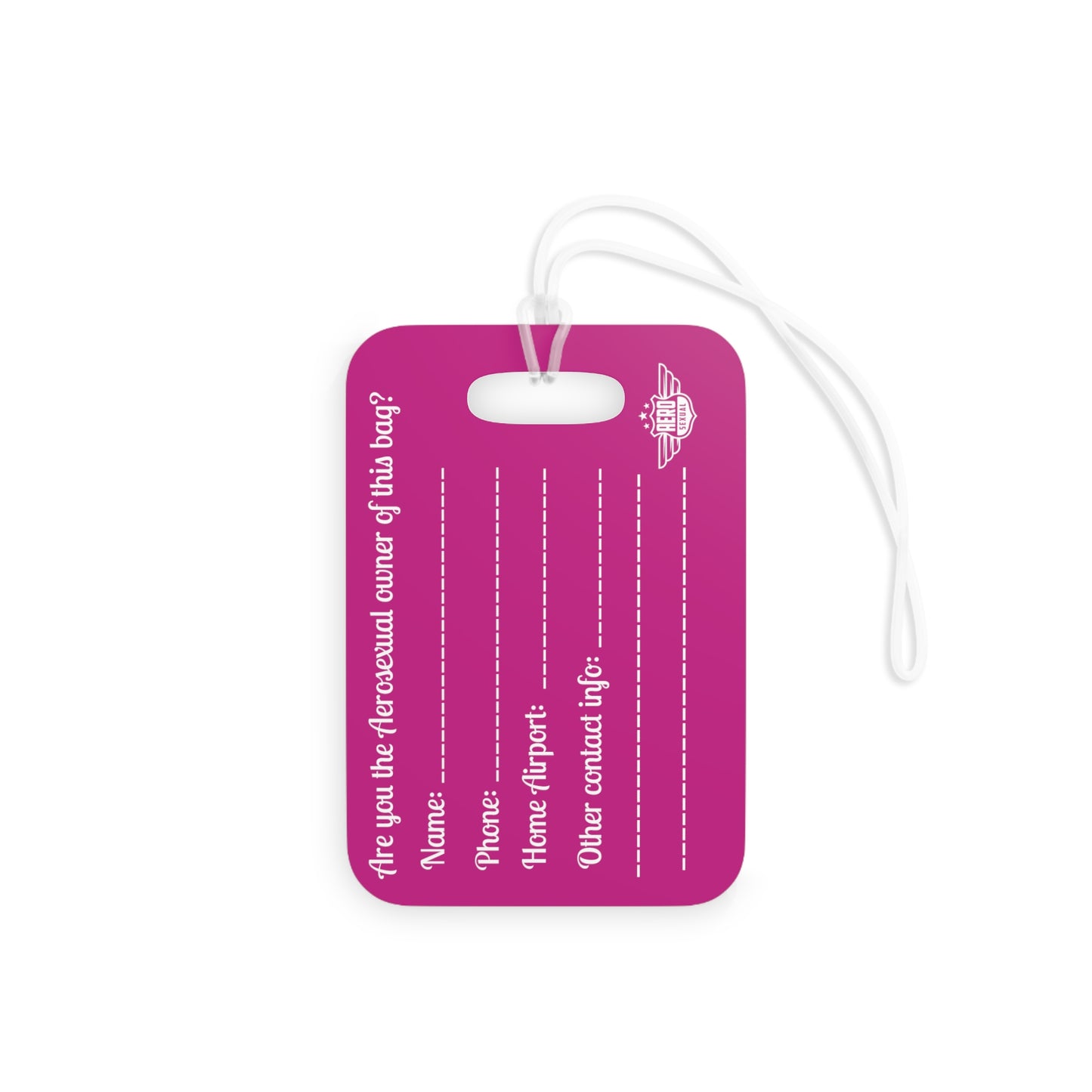 Aerosexual Club Founding Member Luggage Tag Bright Pink (Limited Edition)