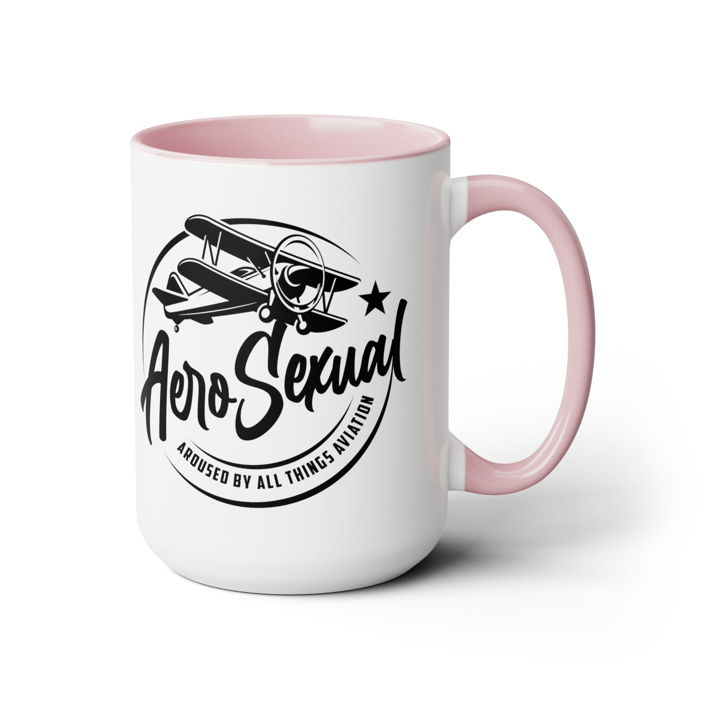 Aerosexual Two-Tone Coffee Mugs, 15oz (Biplane)