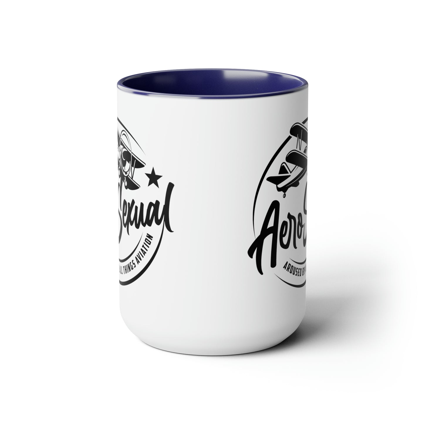 Aerosexual Two-Tone Coffee Mugs, 15oz (Biplane)