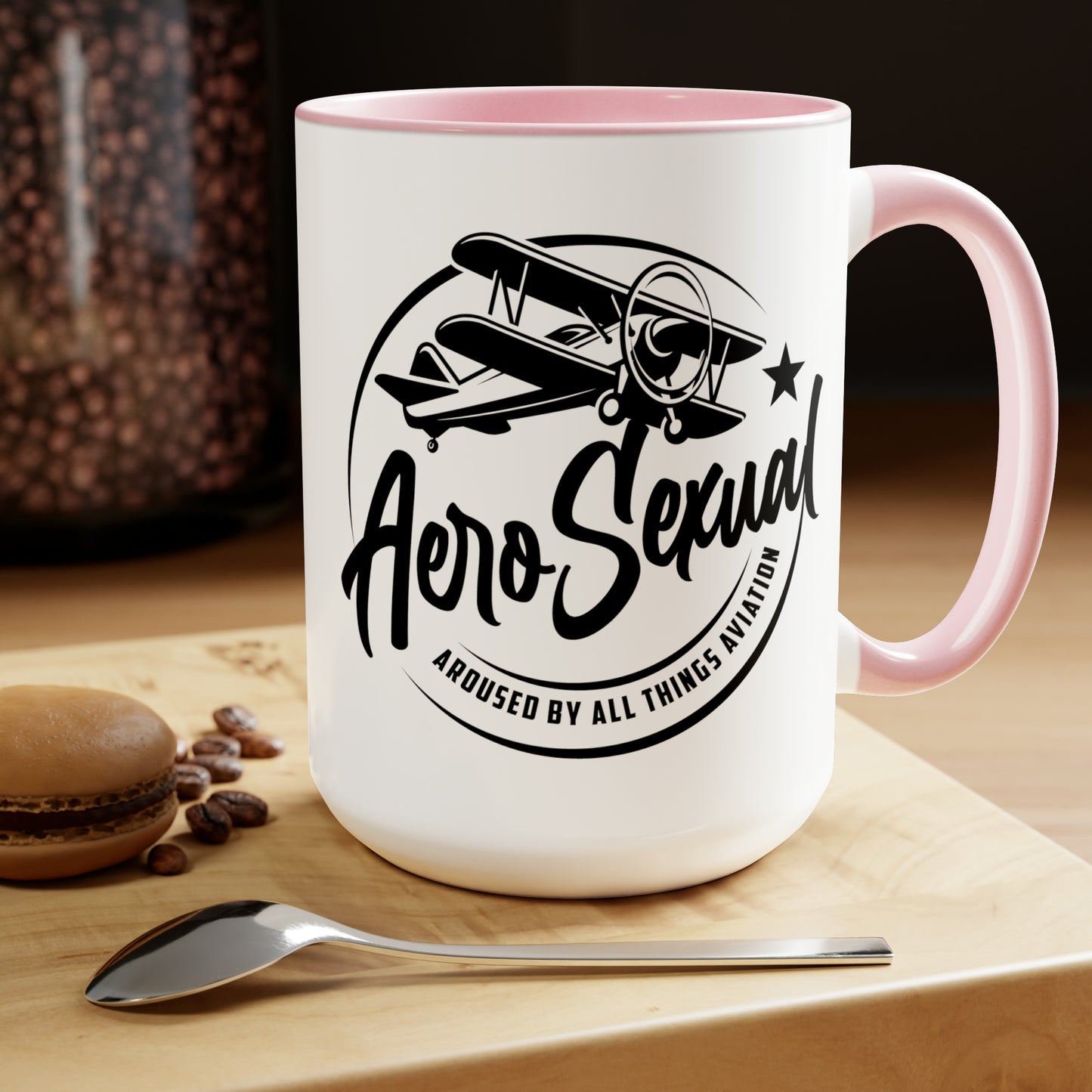 Aerosexual Two-Tone Coffee Mugs, 15oz (Biplane)