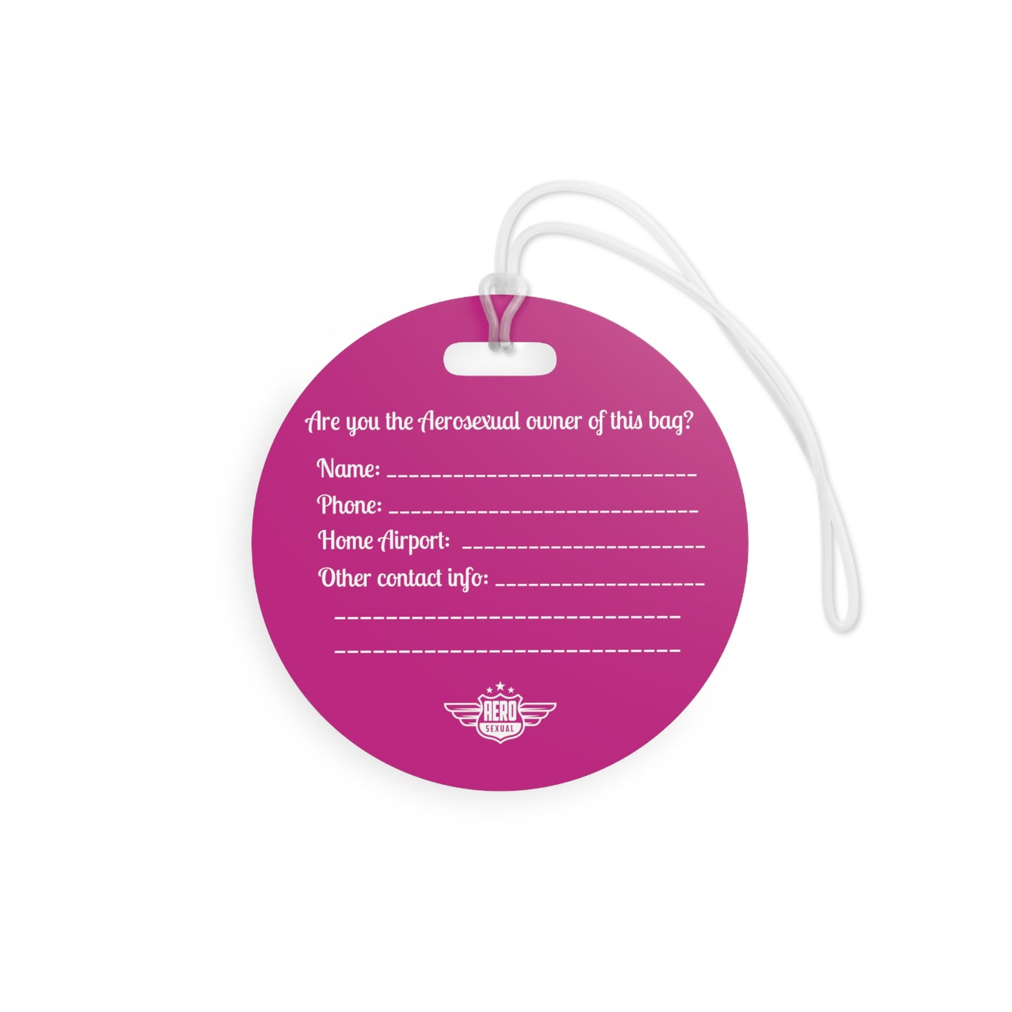 Aerosexual Club Founding Member Luggage Tag Bright Pink (Limited Edition)