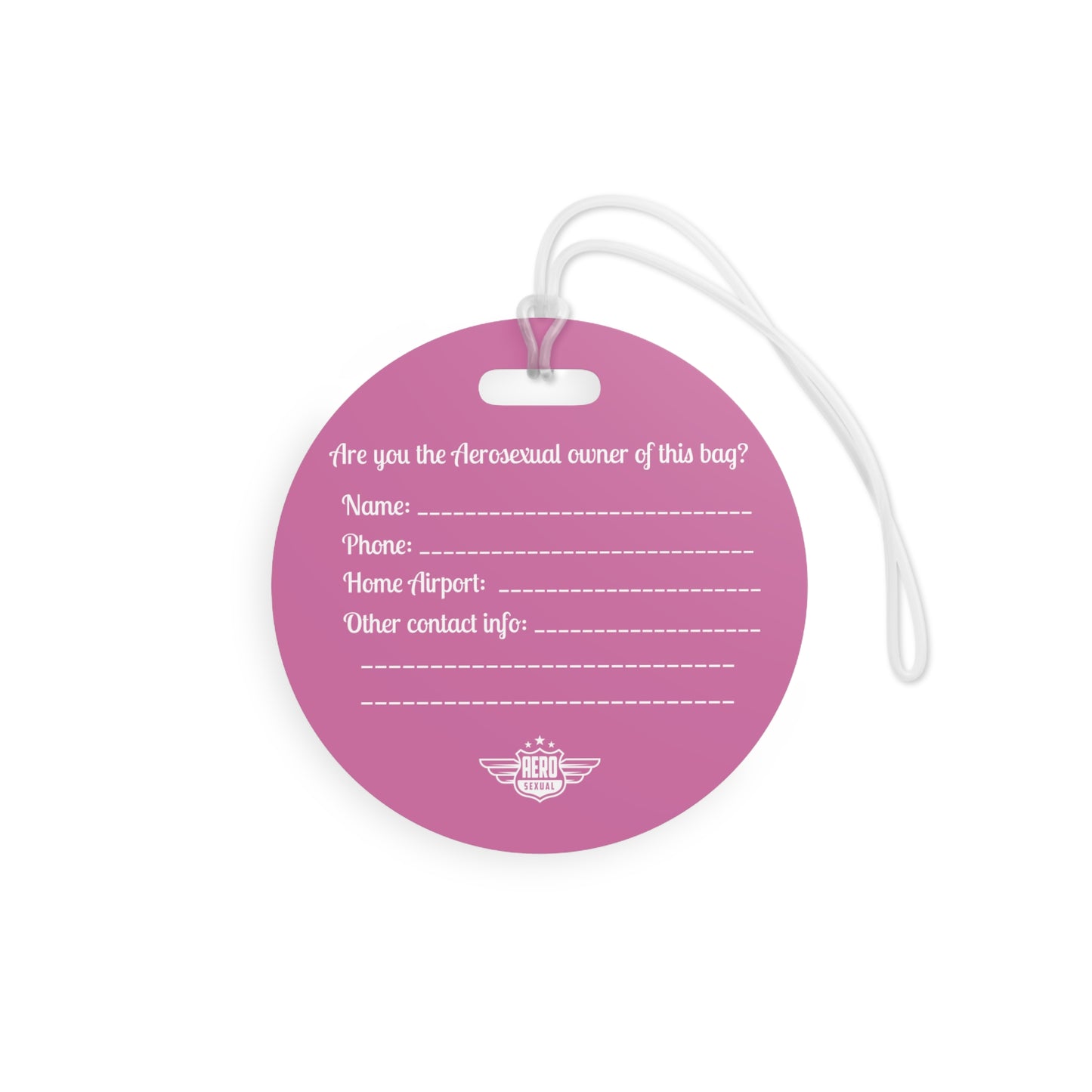 Aerosexual Club Founding Member Luggage Tag Light Pink (Limited Edition)