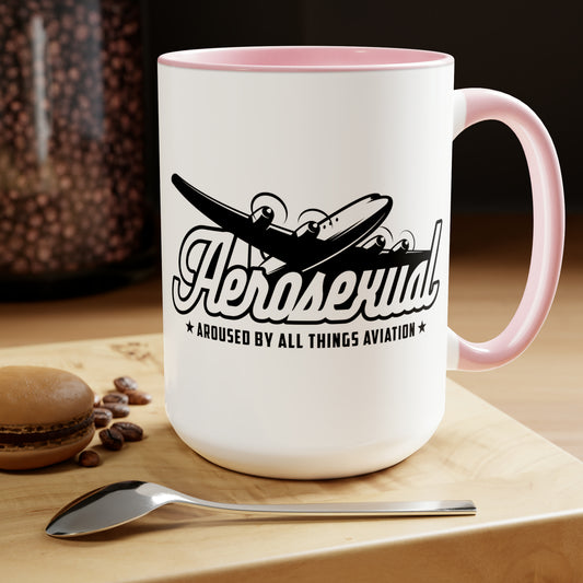 Aerosexual Two-Tone Coffee Mugs, 15oz