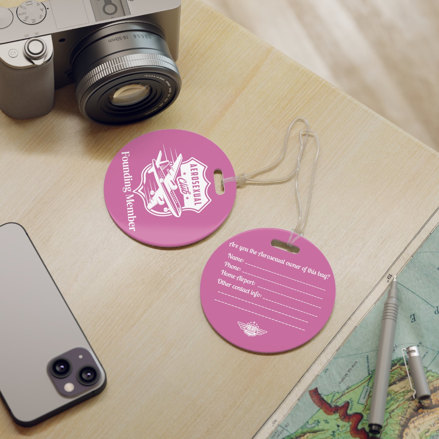 Aerosexual Club Founding Member Luggage Tag Light Pink (Limited Edition)