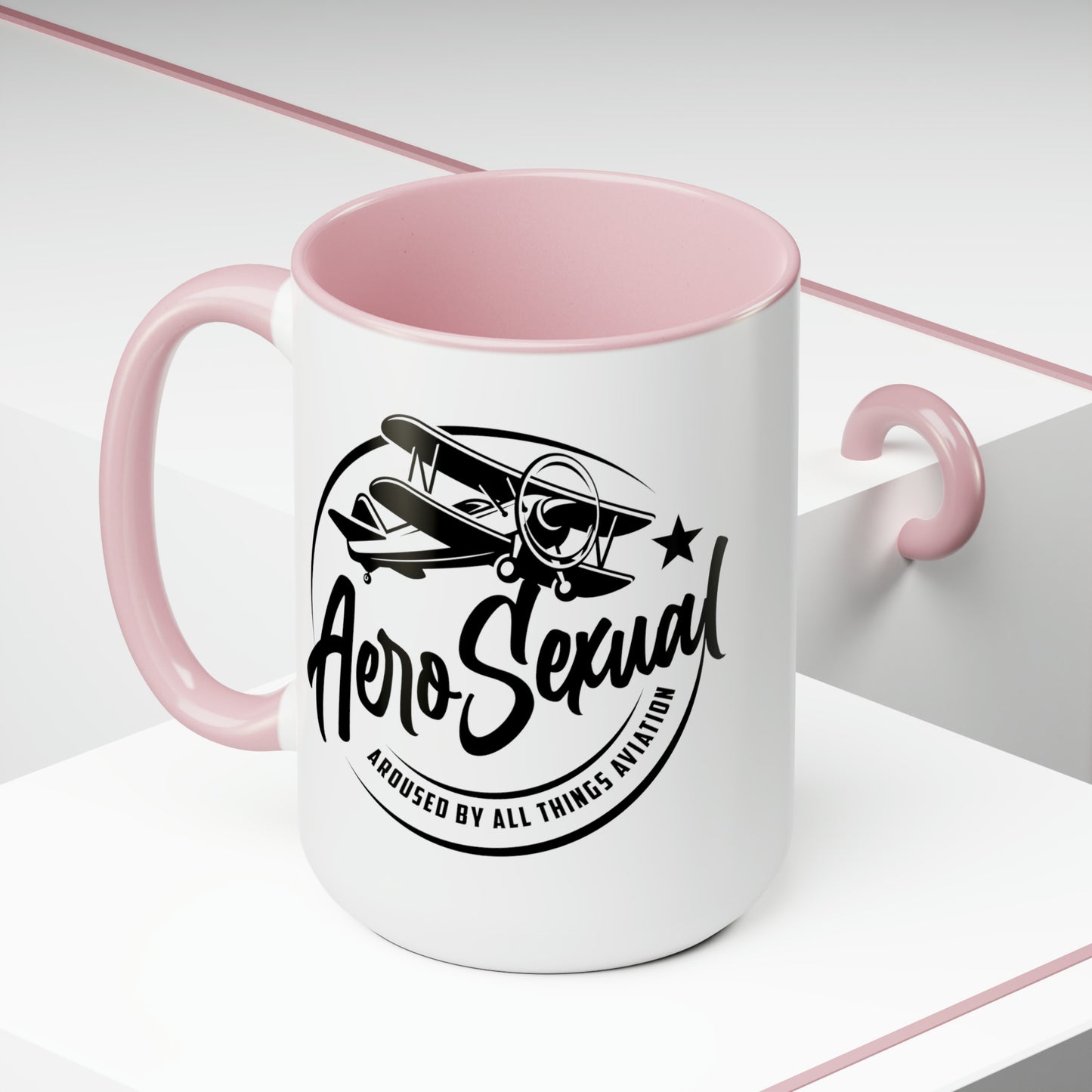 Aerosexual Two-Tone Coffee Mugs, 15oz (Biplane)