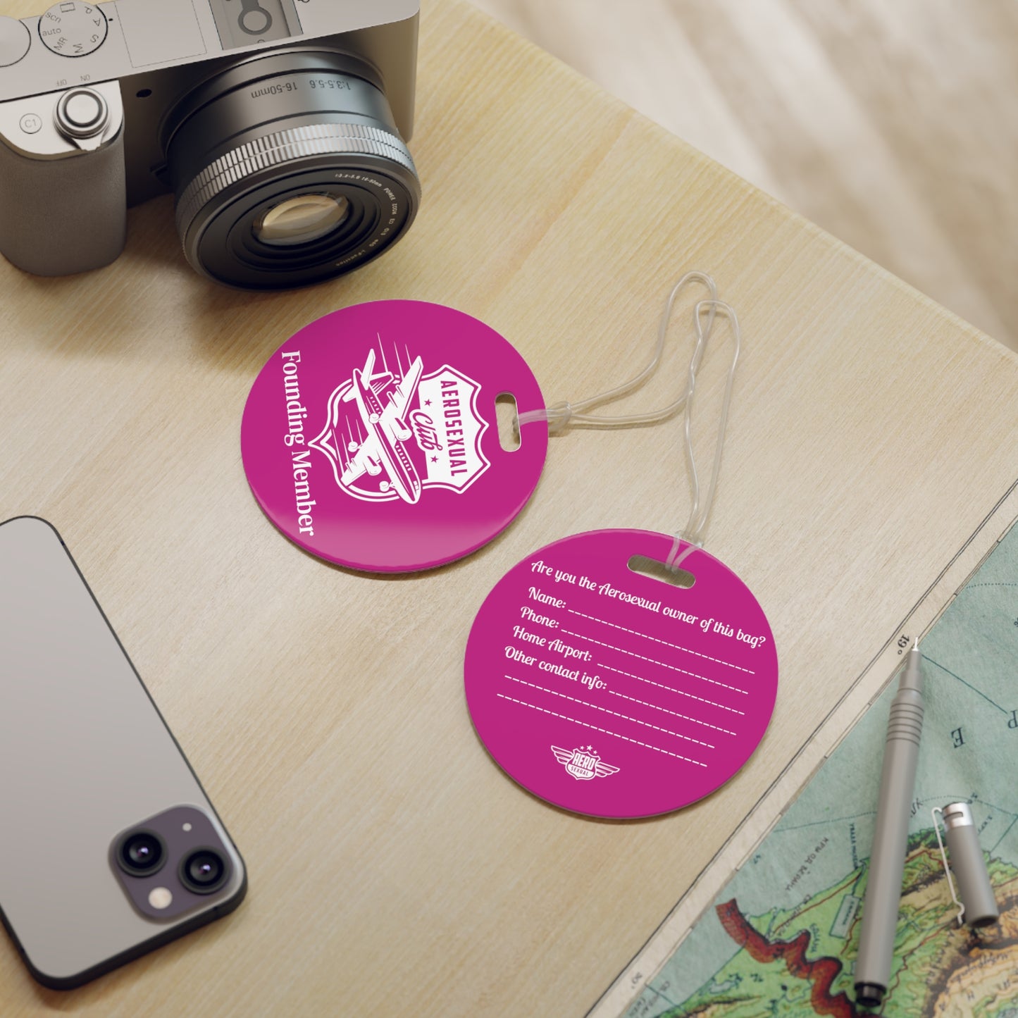 Aerosexual Club Founding Member Luggage Tag Bright Pink (Limited Edition)